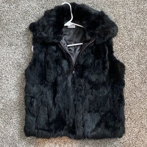 Black Fur Vest- Size S/M